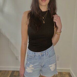 Black Ribbed Tank Top